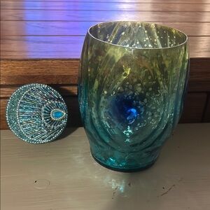 Colorful Glass Vase with Beaded Lid